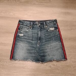 Abercrombie & Fitch Denim Mini Skirt with Red Accents
